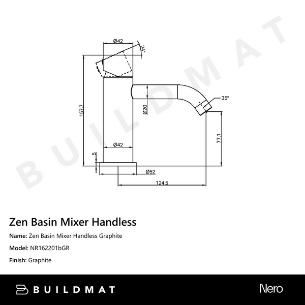Nero Zen Basin Mixer Handless Graphite