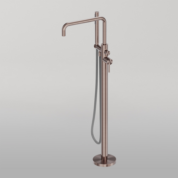 Nero Zen Freestanding Bath Mixer With Outdoor Shower Hose Brushed Bronze