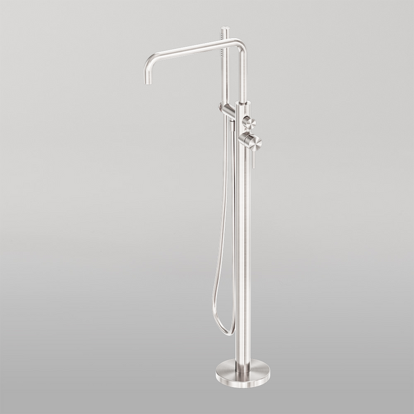 Nero Zen Freestanding Bath Mixer Brushed Nickel