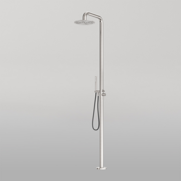 Nero Zen Outdoor Freestanding Shower Column Brushed Nickel