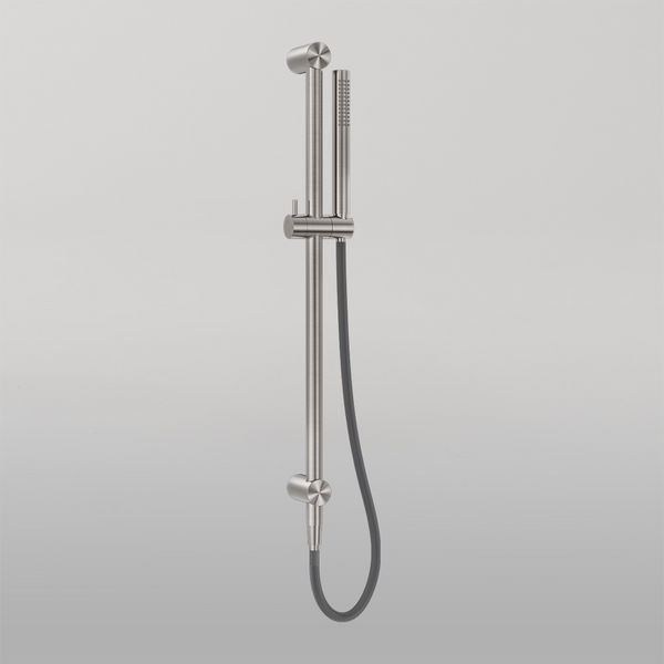Nero Zen Shower Rail With Outdoor Shower Hose Brushed Nickel