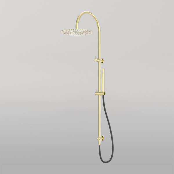 Nero Zen Twin Shower With Outdoor Shower Hose Brushed Gold