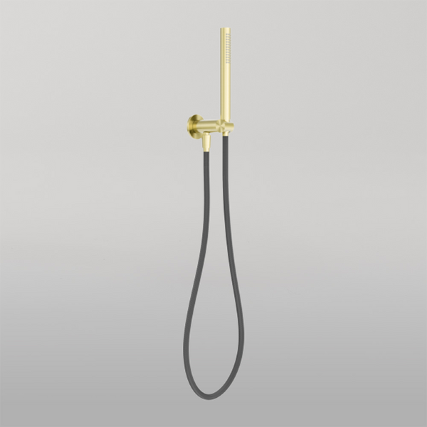 Nero Zen Shower On Bracket With Outdoor Shower Hose Brushed Gold