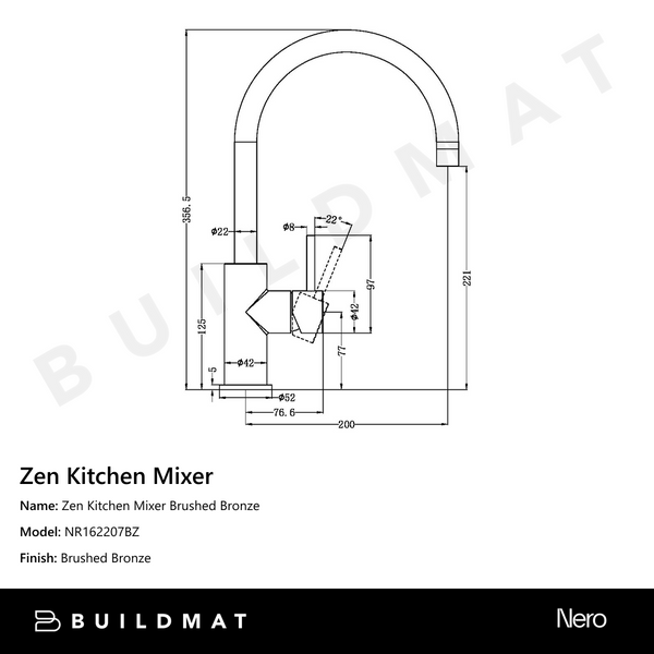 Nero Zen Kitchen Mixer Brushed Bronze