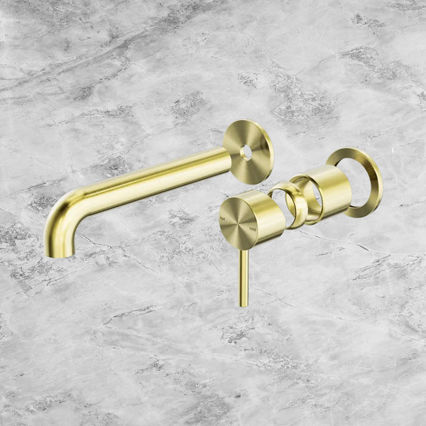 Nero Zen SS316L Wall Basin/Bath Mixer Separate Back Plate 185mm Spout (Trim Kit Only) Brushed Gold