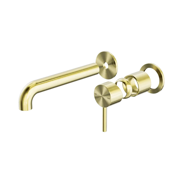 Nero Zen SS316L Wall Basin/Bath Mixer Separate Back Plate 185mm Spout (Trim Kit Only) Brushed Gold