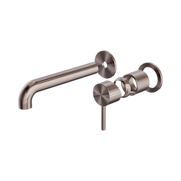 Nero Zen SS316L Wall Basin/Bath Mixer Separate Back Plate 185mm Spout (Trim Kit Only) Brushed Bronze