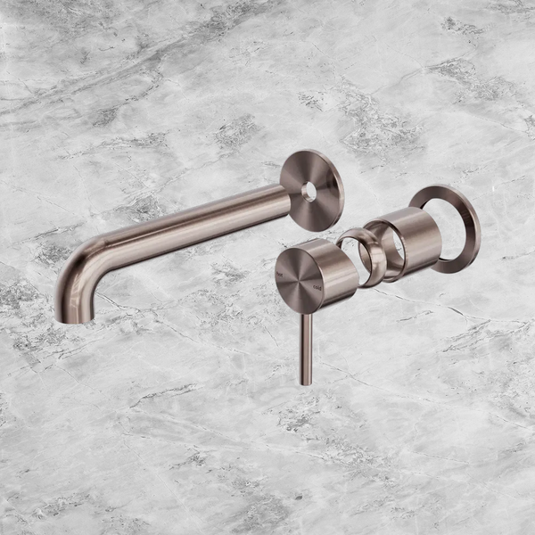 Nero Zen SS316L Wall Basin/Bath Mixer Separate Back Plate 185mm Spout (Trim Kit Only) Brushed Bronze