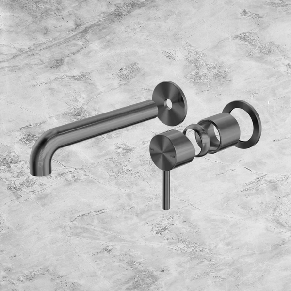 Nero Zen SS316L Wall Basin/Bath Mixer Separate Back Plate 185mm Spout (Trim Kit Only) Graphite
