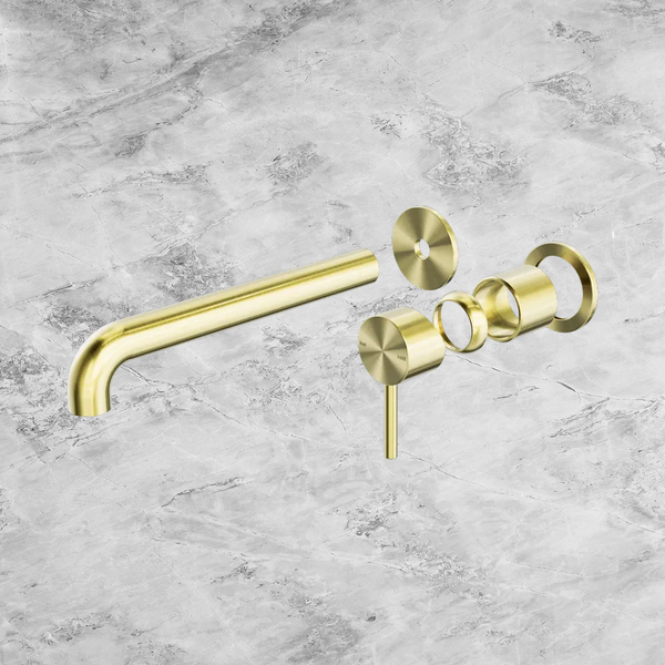 Nero Zen SS316L Wall Basin/Bath Mixer Separate Back Plate 230mm Spout (Trim Kit Only) Brushed Gold