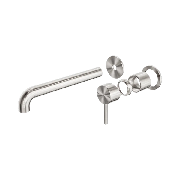Nero Zen SS316L Wall Basin/Bath Mixer Separate Back Plate 230mm Spout (Trim Kit Only) Brushed Nickel