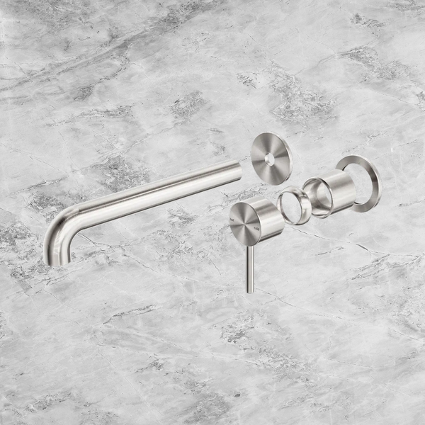 Nero Zen SS316L Wall Basin/Bath Mixer Separate Back Plate 230mm Spout (Trim Kit Only) Brushed Nickel