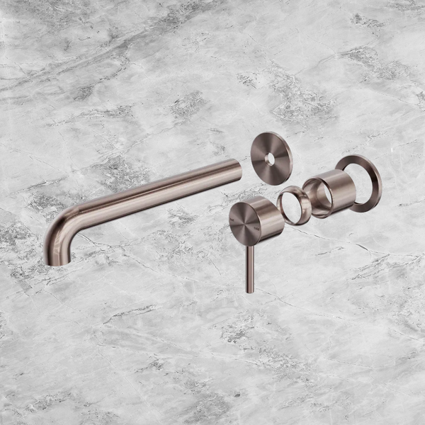 Nero Zen SS316L Wall Basin/Bath Mixer Separate Back Plate 230mm Spout (Trim Kit Only) Brushed Bronze