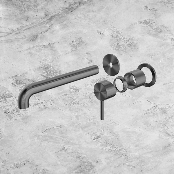 Nero Zen SS316L Wall Basin/Bath Mixer Separate Back Plate 230mm Spout (Trim Kit Only) Graphite