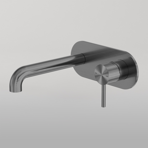 Nero Zen Wall Basin/Bath Mixer 185mm Spout Graphite