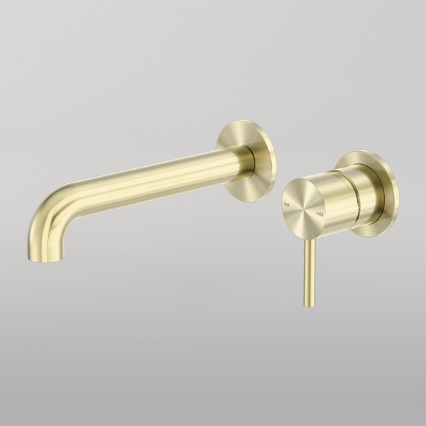 Nero Zen Wall Basin/Bath Mixer Separate Back Plate 230mm Spout Brushed Gold