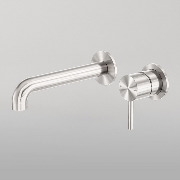 Nero Zen Wall Basin/Bath Mixer Separate Back Plate 230mm Spout Brushed Nickel