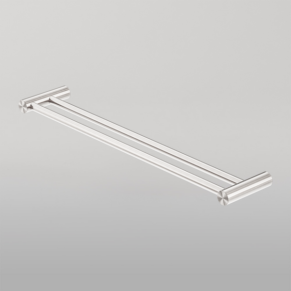 Nero Zen Double Towel Rail 600mm Brushed Nickel