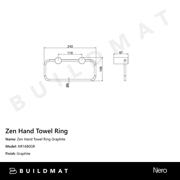 Nero Zen Hand Towel Ring Graphite