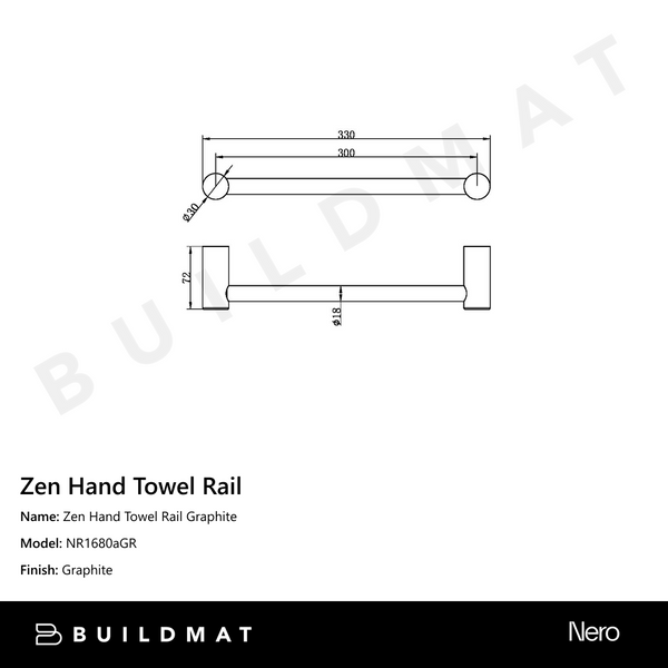 Nero Zen Hand Towel Rail Graphite
