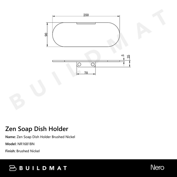 Nero Zen Soap Dish Holder Brushed Nickel