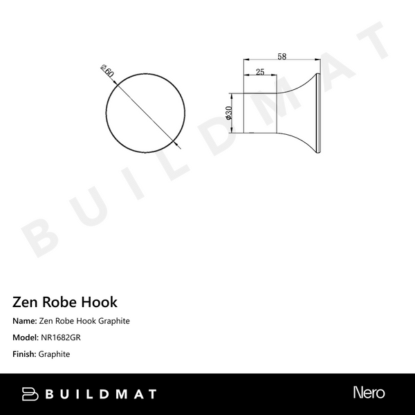 Nero Zen Robe Hook Graphite