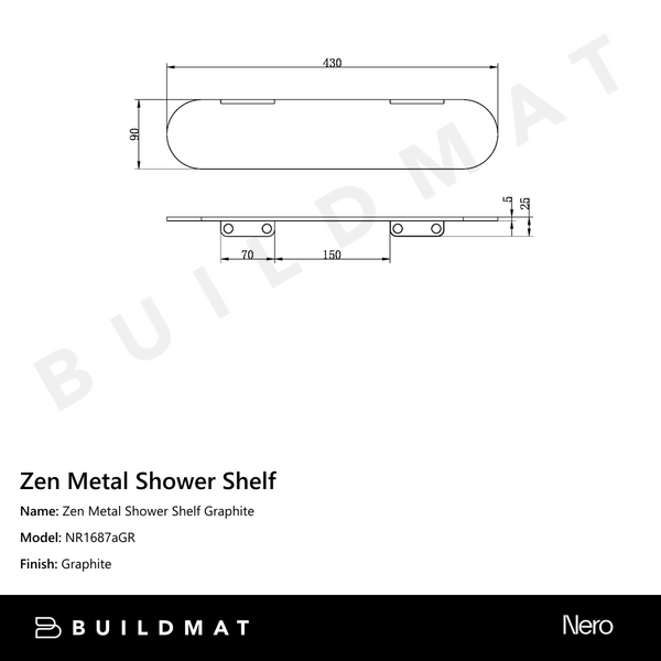 Nero Zen Metal Shower Shelf Graphite