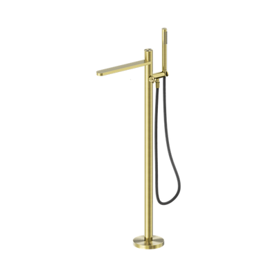 Nero Pure SS316L Progressive Freestanding Bath Mixer with Outdoor Shower Hose Brushed Gold