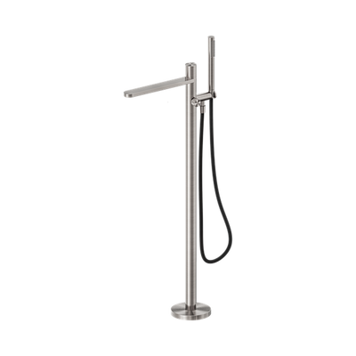 Nero Pure SS316L Progressive Freestanding Bath Mixer with Outdoor Shower Hose Brushed Nickel