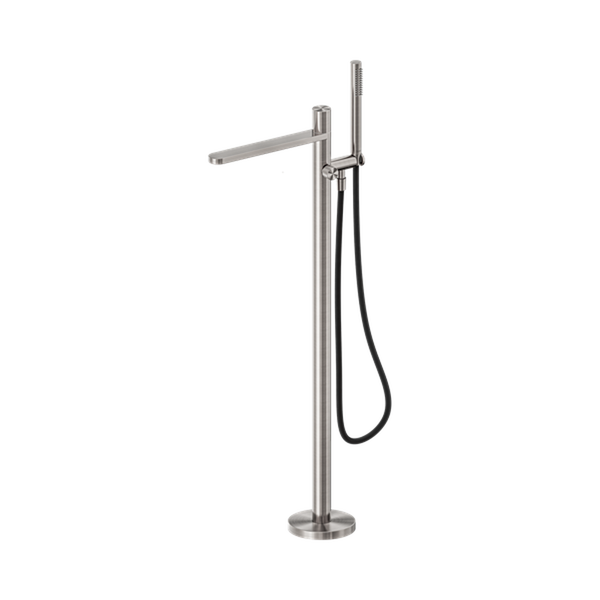 Nero Pure SS316L Progressive Freestanding Bath Mixer with Outdoor Shower Hose Brushed Nickel