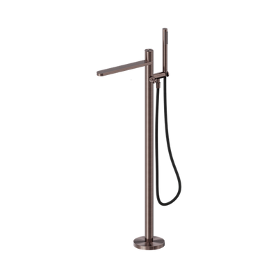 Nero Pure SS316L Progressive Freestanding Bath Mixer with Outdoor Shower Hose Brushed Bronze
