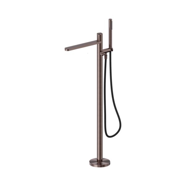 Nero Pure SS316L Progressive Freestanding Bath Mixer with Outdoor Shower Hose Brushed Bronze