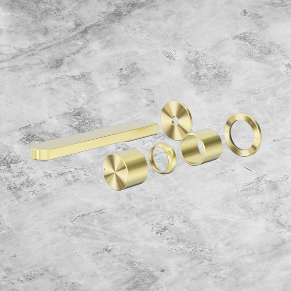 Nero Pure SS316L Progressive Wall Basin/Bath Mixer Separate Back Plate (Trim Kit Only) Brushed Gold