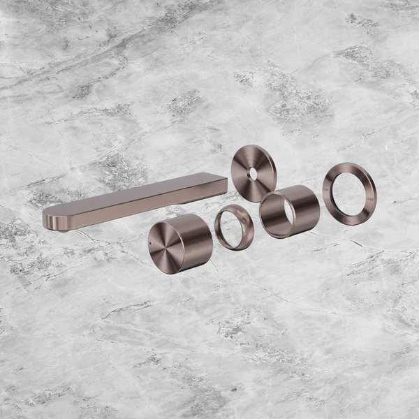 Nero Pure SS316L Progressive Wall Basin/Bath Mixer Separate Back Plate (Trim Kit Only) Brushed Bronze