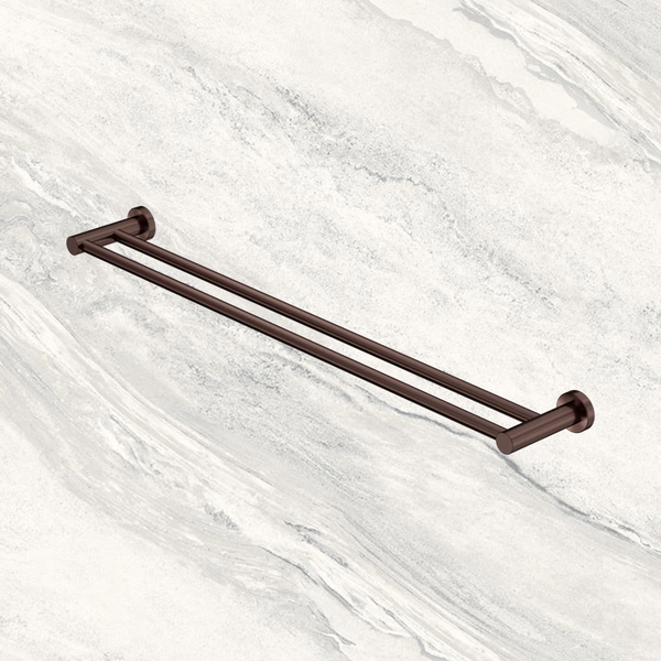 Nero Mecca Double Towel Rail 800mm Rome Bronze