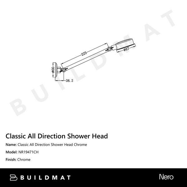Nero Classic All Direction Shower Head Chrome
