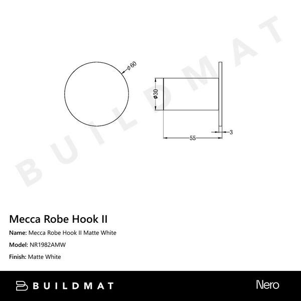Nero Mecca Robe Hook II Matte White