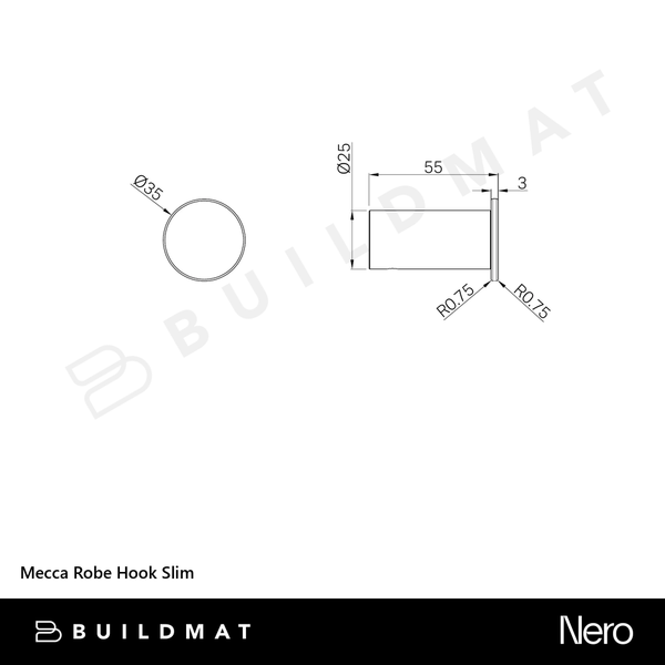 Nero Mecca Robe Hook Slim Rome Bronze