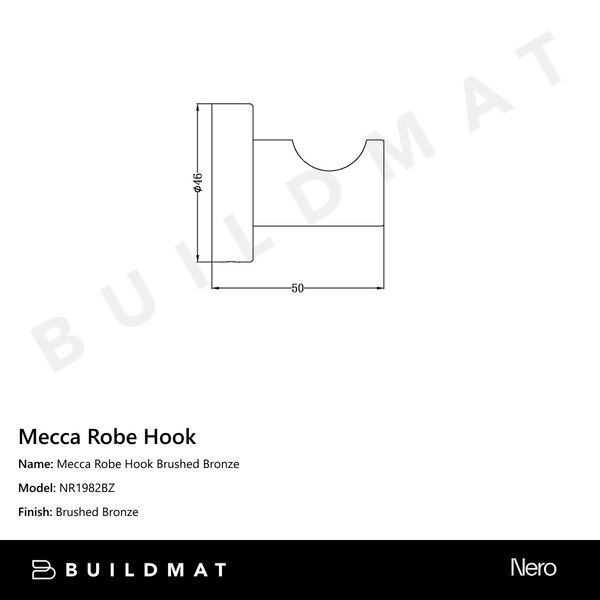Nero Mecca Robe Hook Brushed Bronze