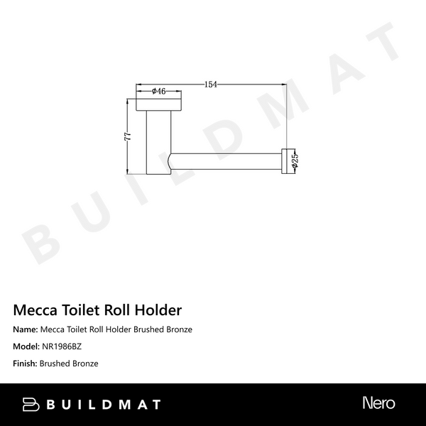 Nero Mecca Toilet Roll Holder Brushed Bronze