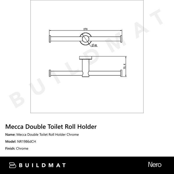 Nero Mecca Double Toilet Roll Holder Chrome
