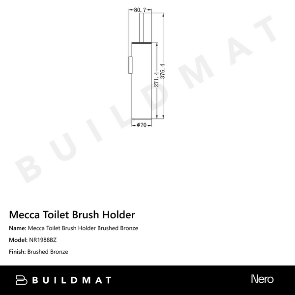 Nero Mecca Toilet Brush Holder Brushed Bronze