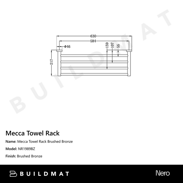 Nero Mecca Towel Rack Brushed Bronze
