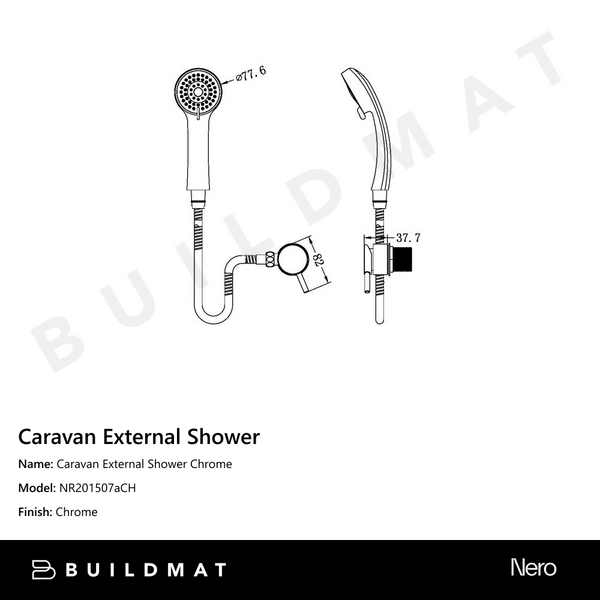 Nero Caravan External Shower Chrome