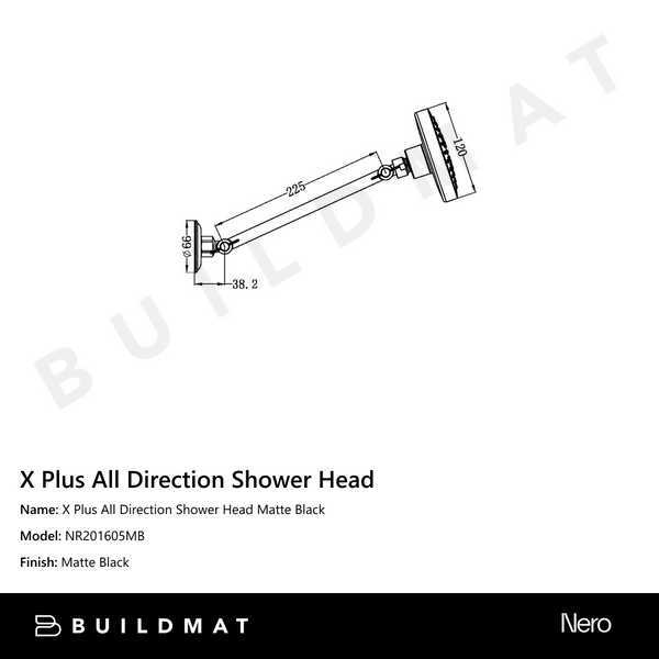 Nero X Plus All Direction Shower Head Matte Black