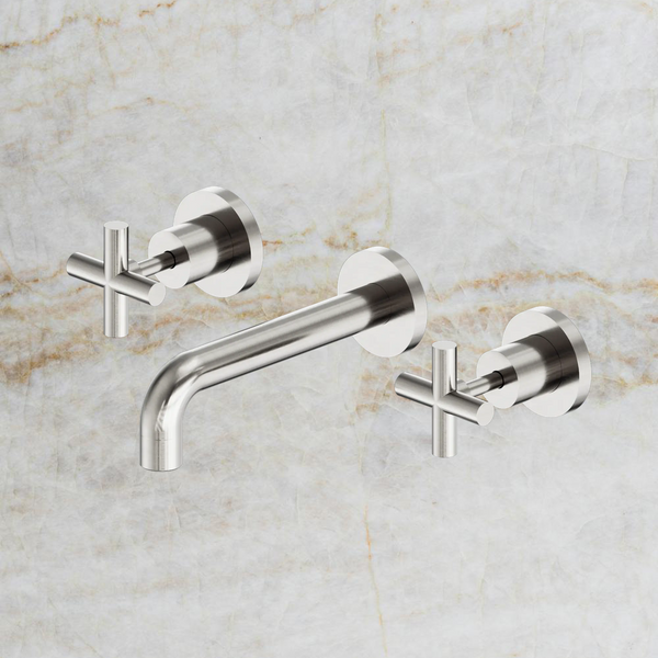 Nero X Plus Wall Basin Set 180mm Brushed Nickel