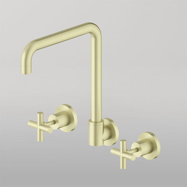 Nero X Plus Wall Kitchen Set Swivel Spout Brushed Gold