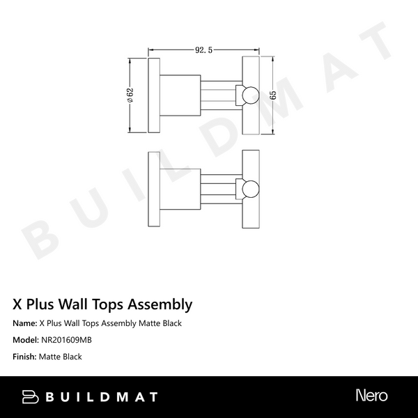 Nero X Plus Wall Tops Assembly Matte Black
