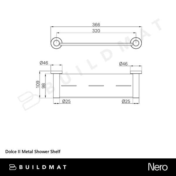 Nero Dolce II Metal Shower Shelf Brushed Nickel