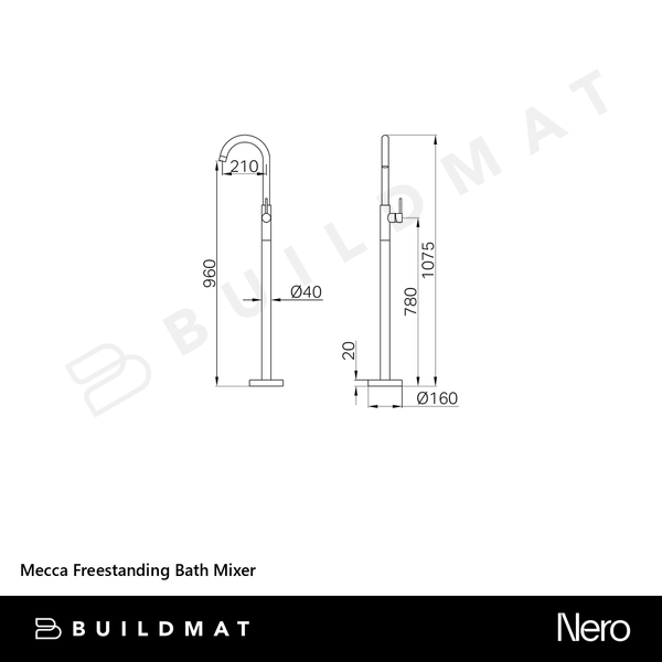 Nero Mecca Freestanding Bath Mixer Rome Bronze